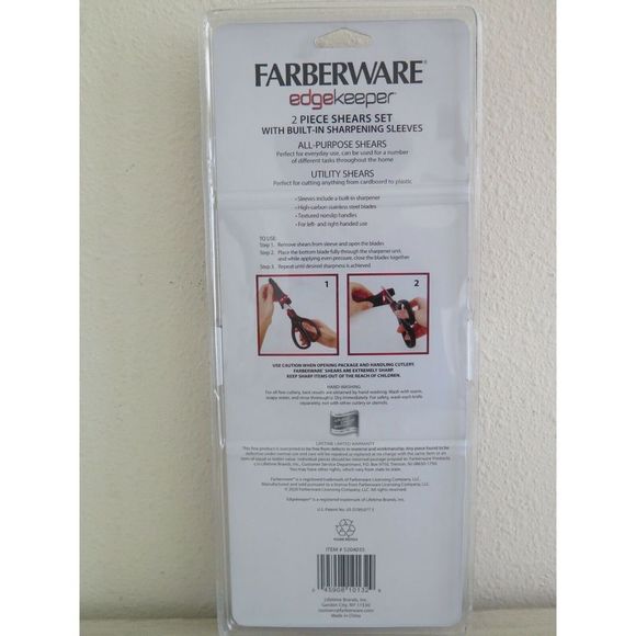 Farberware Red 2pc All-Purpose Shears Set w/Built-in Blade Sharpener - Picture 2 of 5